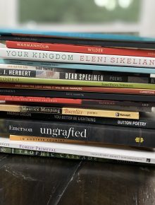 Stack of poetry books